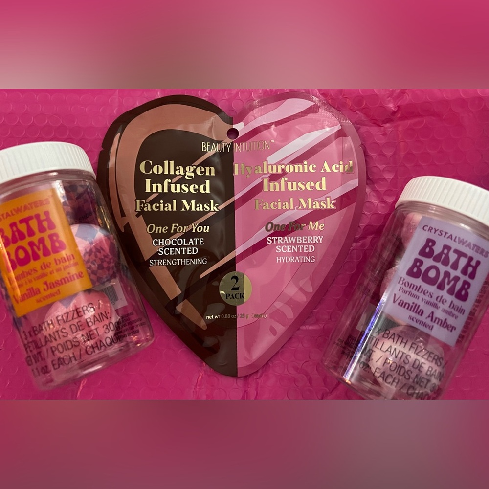 Valentine’s Day💘 Beauty Intuition Infused Facial Mask Duo + Bath Bombs 🩷🤎💜